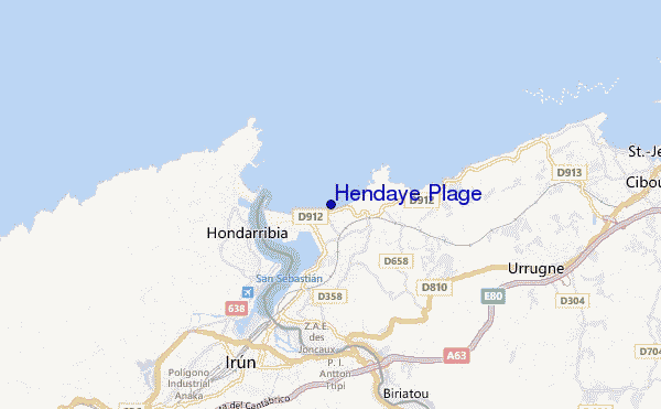 mapa de localização de Hendaye Plage