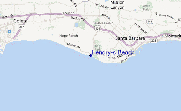 mapa de localização de Hendry's Beach