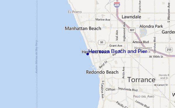 mapa de localização de Hermosa Beach and Pier