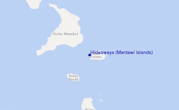 mapa de localização de Hideaways (Mentawi Islands)