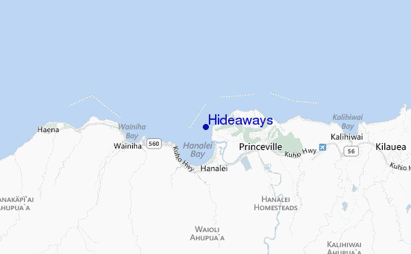 mapa de localização de Hideaways