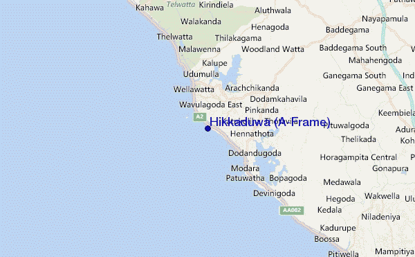 mapa de localização de Hikkaduwa (A-Frame)