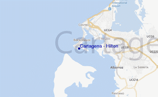 mapa de localização de Cartagena - Hilton