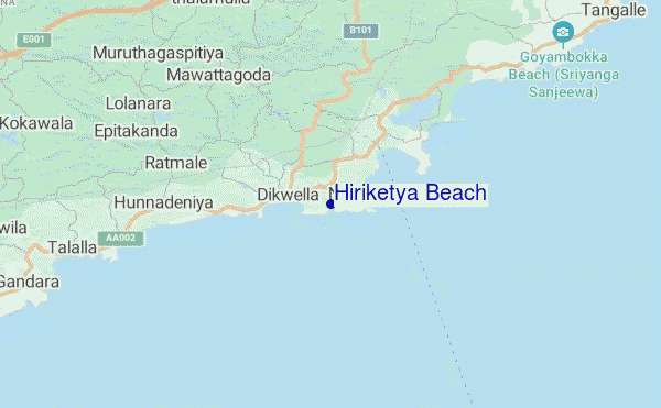 mapa de localização de Hiriketya Beach