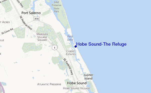 mapa de localização de Hobe Sound/The Refuge