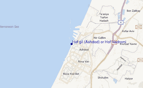 mapa de localização de Hof gil (Ashdod) or Hof Hadromi