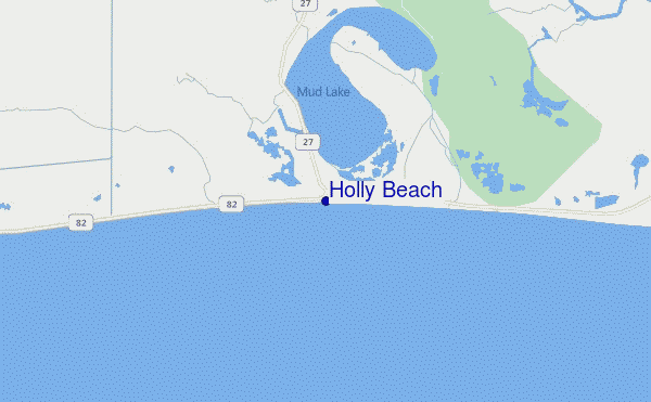 mapa de localização de Holly Beach