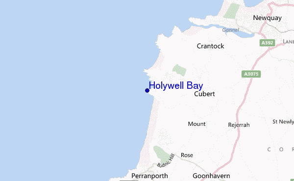 mapa de localização de Holywell Bay