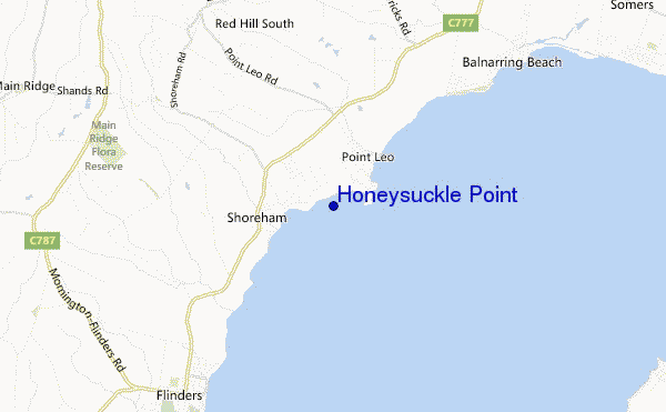 mapa de localização de Honeysuckle Point