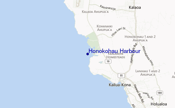 mapa de localização de Honokohau Harbour