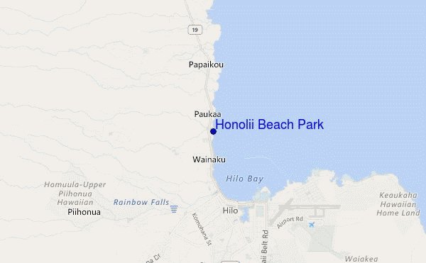 mapa de localização de Honolii Beach Park