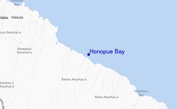 mapa de localização de Honopue Bay