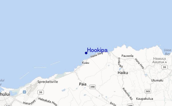 mapa de localização de Hookipa