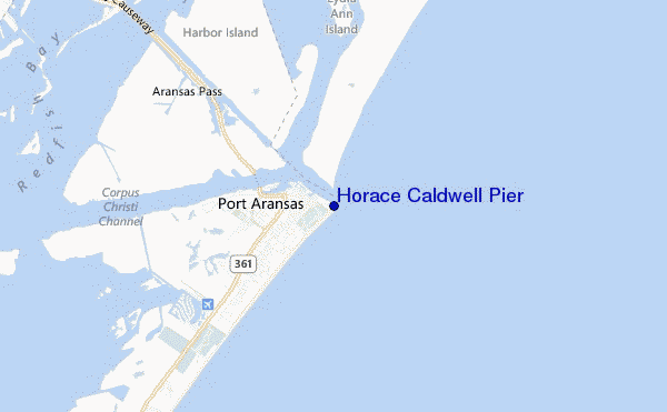 mapa de localização de Horace Caldwell Pier