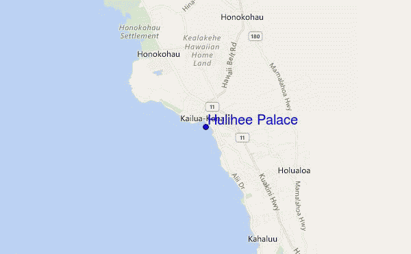 mapa de localização de Hulihee Palace
