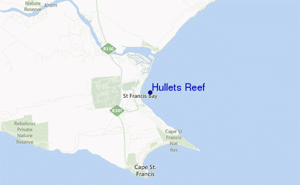 mapa de localização de Hullets Reef