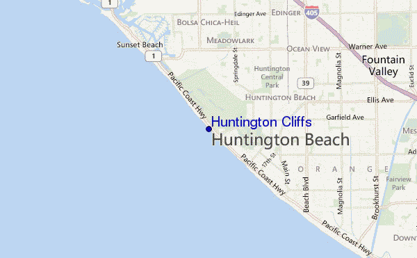 mapa de localização de Huntington Cliffs