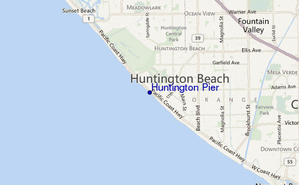 mapa de localização de Huntington Pier
