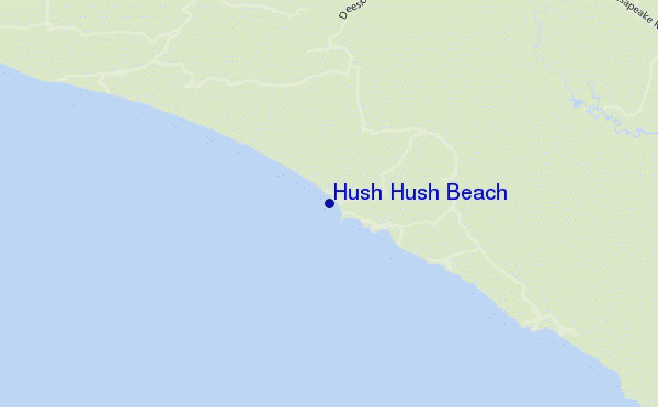 mapa de localização de Hush Hush Beach