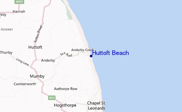 mapa de localização de Huttoft Beach