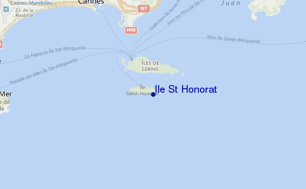 mapa de localização de Ile St Honorat