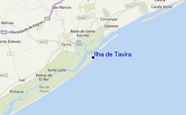 mapa de localização de Ilha de Tavira