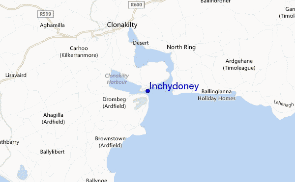 mapa de localização de Inchydoney