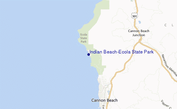 mapa de localização de Indian Beach/Ecola State Park