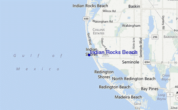 mapa de localização de Indian Rocks Beach