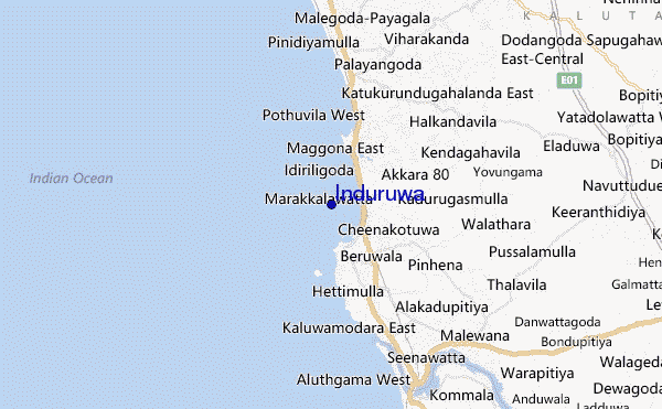 mapa de localização de Induruwa