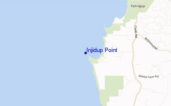 mapa de localização de Injidup Point