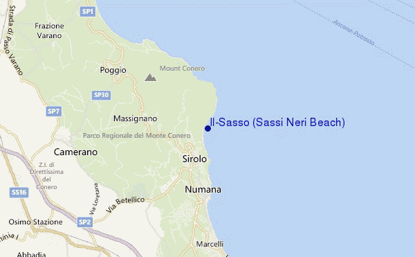 mapa de localização de Il-Sasso (Sassi Neri Beach)