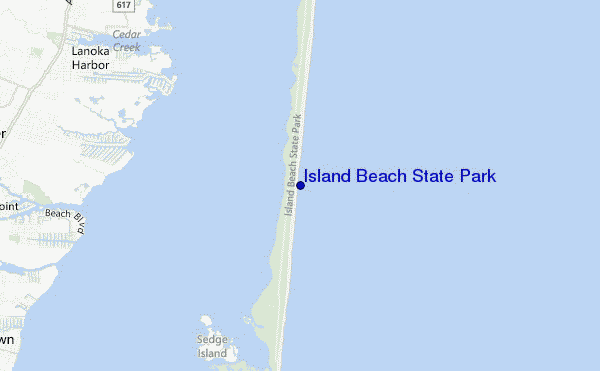 mapa de localização de Island Beach State Park