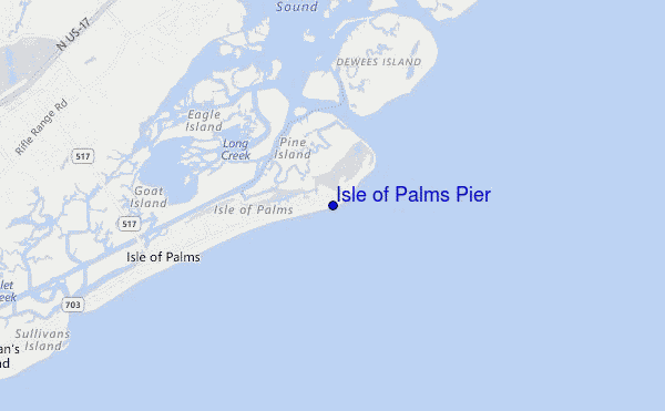 mapa de localização de Isle of Palms Pier