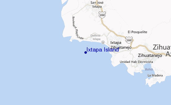 mapa de localização de Ixtapa Island