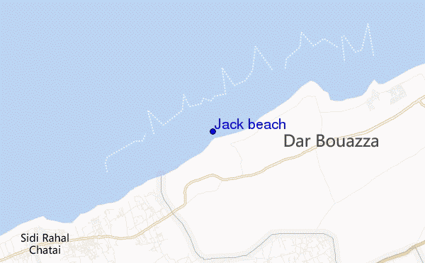 mapa de localização de Jack beach