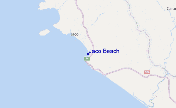 mapa de localização de Jaco Beach