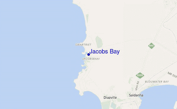 mapa de localização de Jacobs Bay
