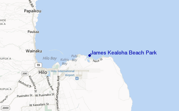 mapa de localização de James Kealoha Beach Park