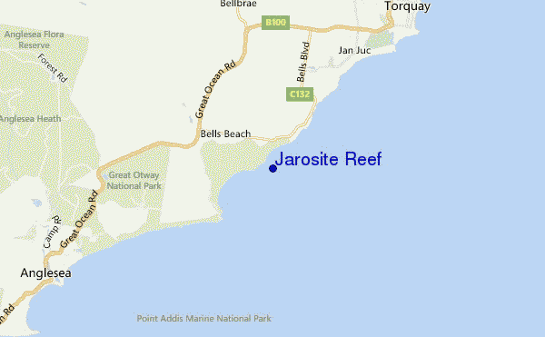 mapa de localização de Jarosite Reef