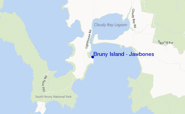mapa de localização de Bruny Island - Jawbones