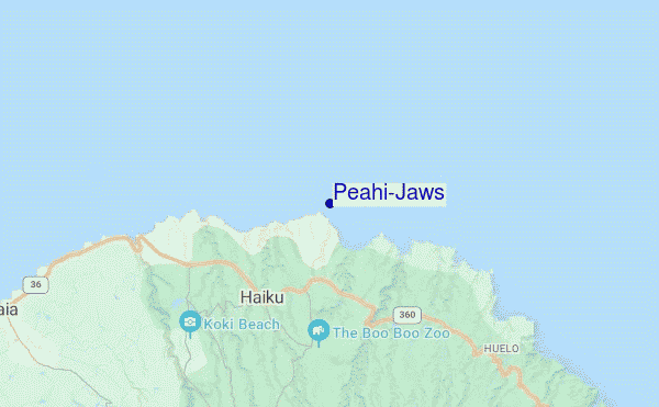 mapa de localização de Peahi/Jaws