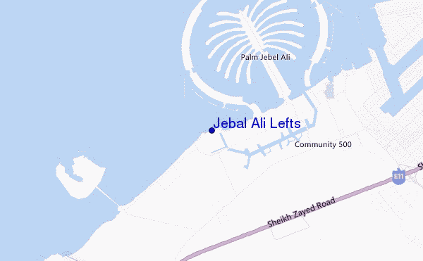 mapa de localização de Jebal Ali Lefts