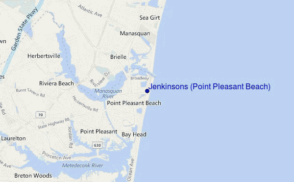mapa de localização de Jenkinsons (Point Pleasant Beach)