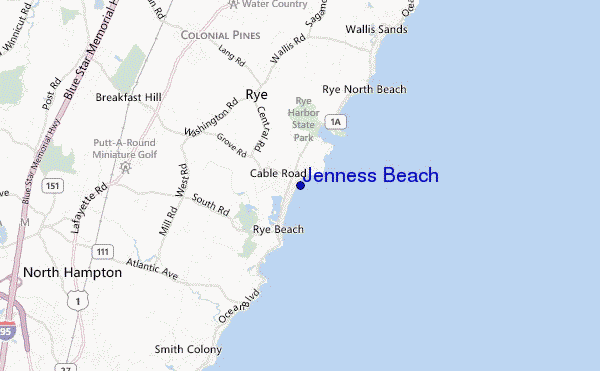 mapa de localização de Jenness Beach