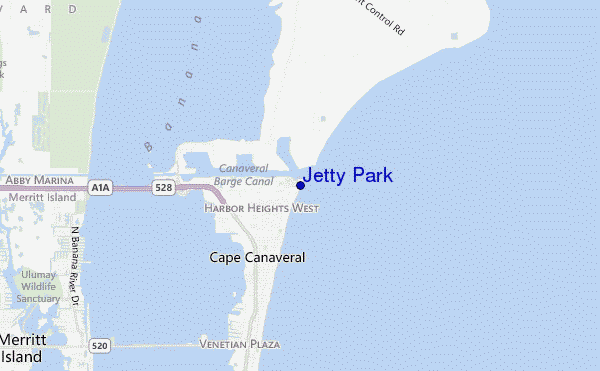 mapa de localização de Jetty Park