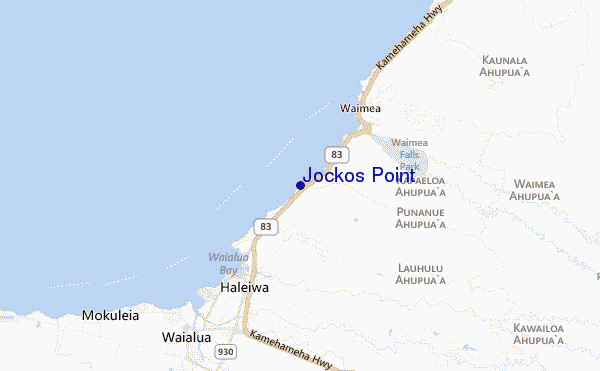 mapa de localização de Jockos Point