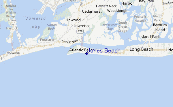 mapa de localização de Jones Beach