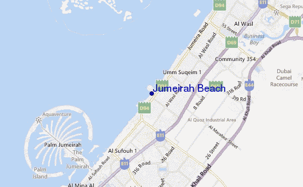 mapa de localização de Jumeirah Beach