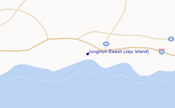 mapa de localização de Jungmun Beach (Jeju Island)